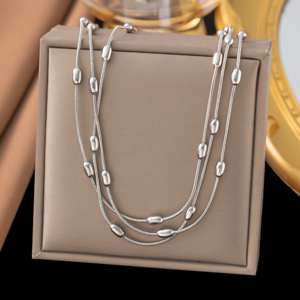 Minimalist Luxury Titanium Steel Necklace Cold Elegant Long Layering Jewelry Durable Colorfast