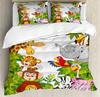 Jungle Forest Cartoon Animal Lion Elephant 3pcs Bedding Set For Double Bed Home Textile Duvet Cover Quilt Cover Pillowcase