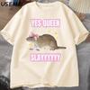 Yas Queen Slay T Shirt Humor Funny Cotton Short Sleeve Rat TShirt Unisexs Clothing Harajuku Retro Oversized Cotton T Shirt