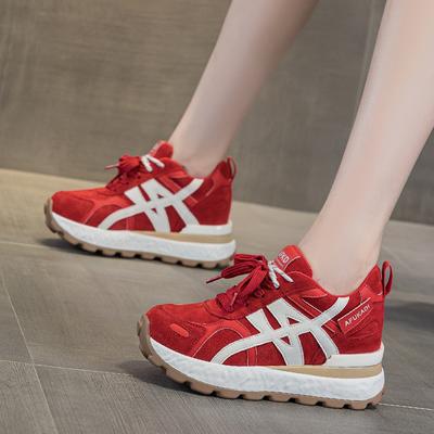 Autumn Splicing Casual Versatile Running Shoes Small Thick-soled Fashionable Women's Shoes Heightened Low-top Women