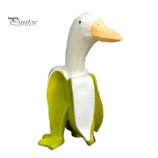 Realistic Resin Craft Creative Banana Duck Figurine, Sculpture, Novelty Art Micro Landscape Accessory Statue, Funny Desk Ornament for Home Office