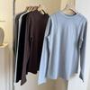 2025 Autumn/Winter Women's Slimming Fishbone Shoulder Base Shirt - Warm Brushed Inner Top