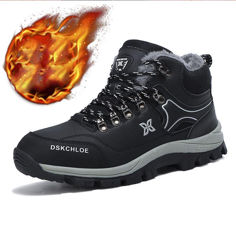 

Зимние высококачественные мужские водонепроницаемые плюшевые толстые термоботинки для скалолазания, противоскользящие, устойчивые к холоду, северо-восточные снежные ботинки 41 чёрный