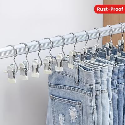 Haken aus Edelstahl, Handtuchclip, Hosenständer, Wäscheclip, Rockbügel mit Clip, rostfreie Haken, langlebig, platzsparend, Ostergeschenk, Kleiderklammer.