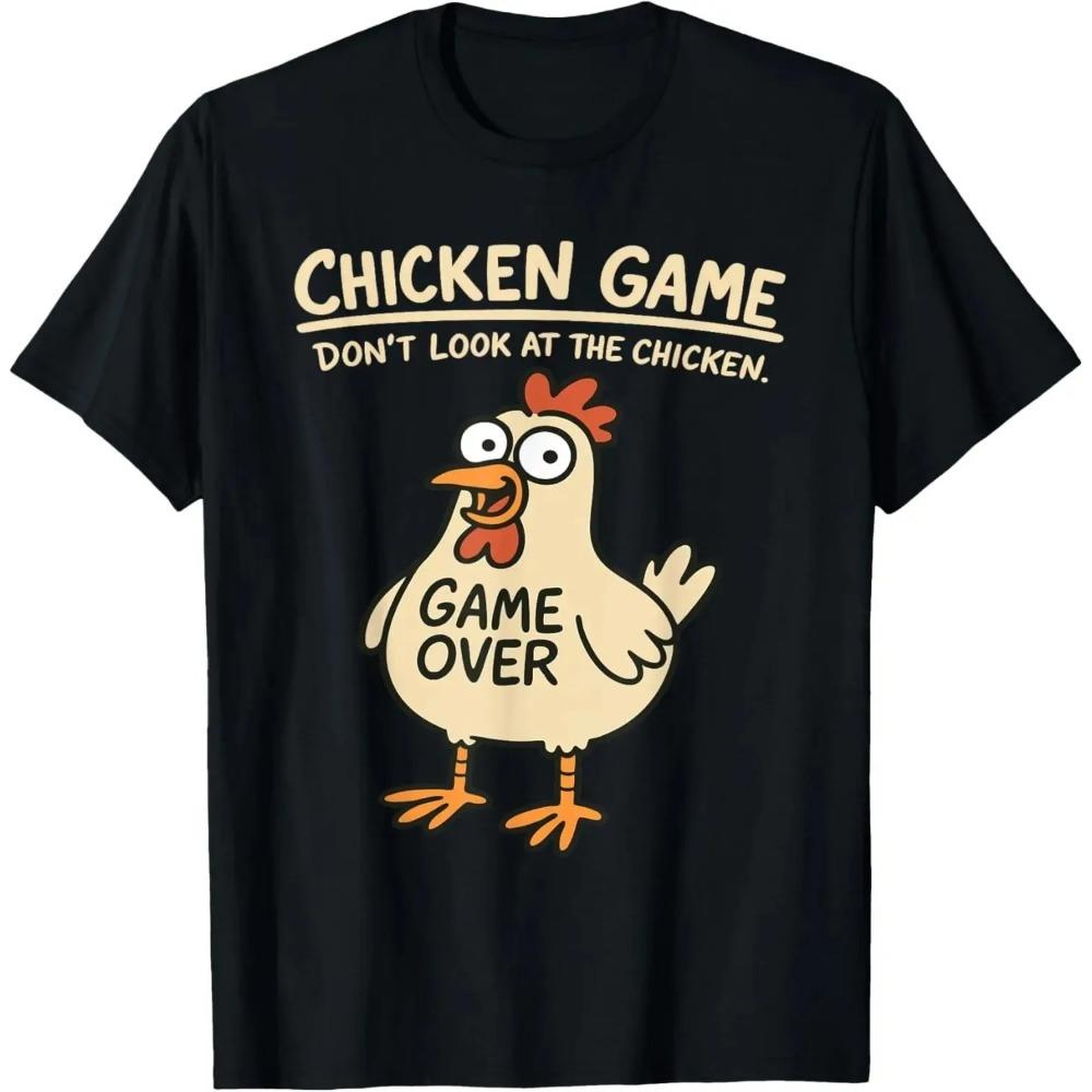 Hahnenspiel Schau den Hahn nicht an Lustiges Hühner-T-Shirt Individuell Bedrucktes Grafik-T-Shirt Herrenbekleidung Ropa