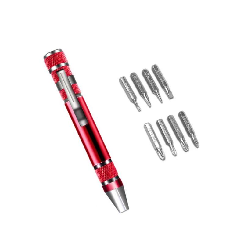 Portable 8 In 1 Aluminum Alloy Screwdriver Pen - Changeable Magnetic Bits For Easy Repairs & Disassembly Repair Tools