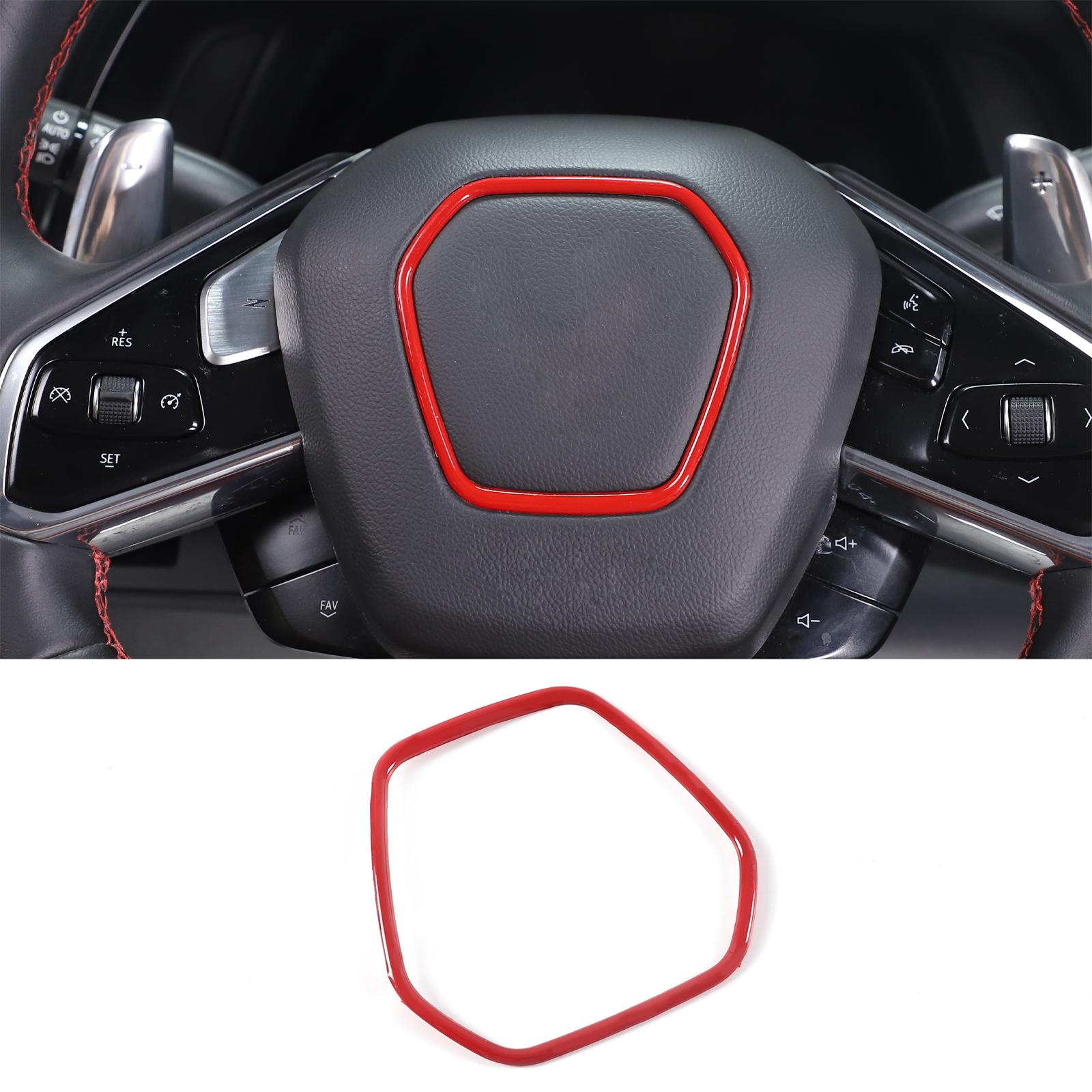Steering Wheel Frame Trim Sticker Steering Wheel Logo Surround Trim Car Interior Accessories For Chevrolet Corvette C8 2020-2026 красный