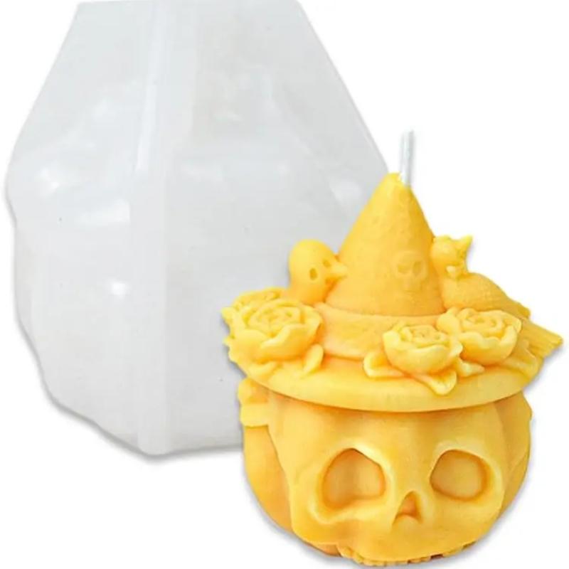 Pumpkin Skull Wizard Hat Shaped Silicone Mold for Handmade Candles Resin & Wax Soap Mould for Creative Home Crafting