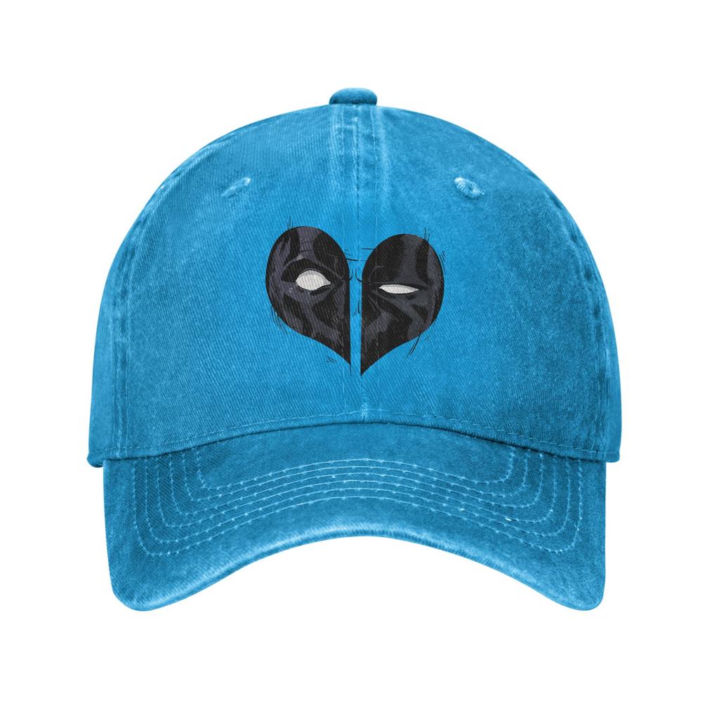 Deadpool Heart Mask Unisex Baseball Cap Distressed Denim Washed Hats Cap Casual Outdoor Running Golf Adjustable Fit Sun Cap