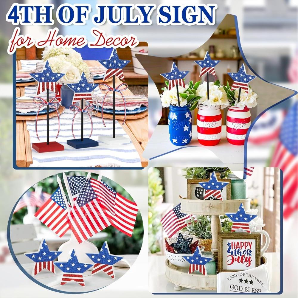 3PCS Veterans Day Table Decorations Rustic Patriotic 4th of July Tiered Tray Decor, Red White and Blue Decor Veterans Day