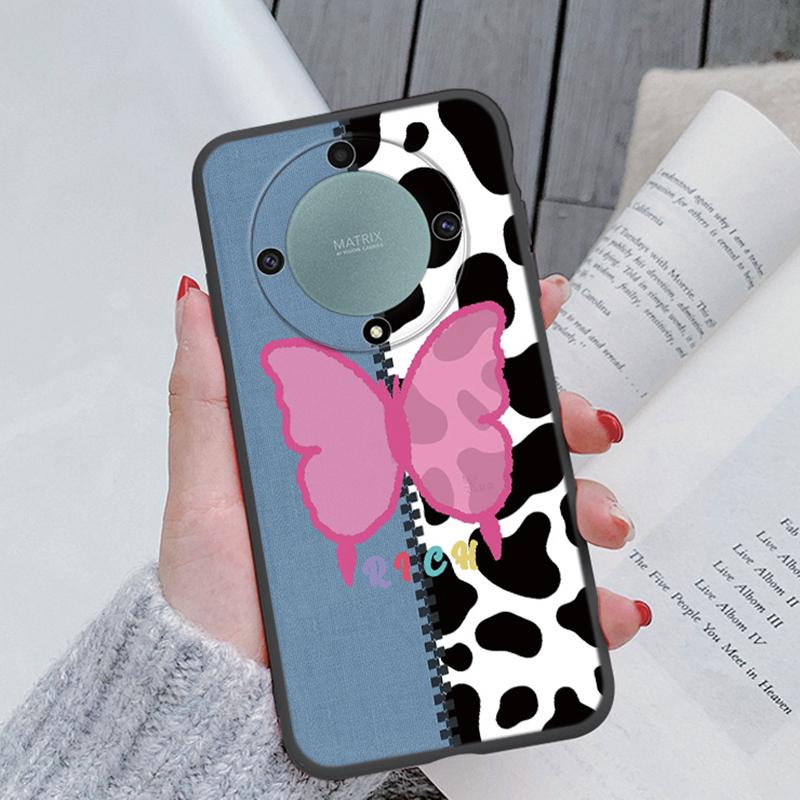 For Honor X9a X9b X9c X7c X6a X6b X7a X8a X8b X8 Magic 5 6 7 Lite oilPainting Flowers Butterfly Phone Case Korean Shockproof TPU