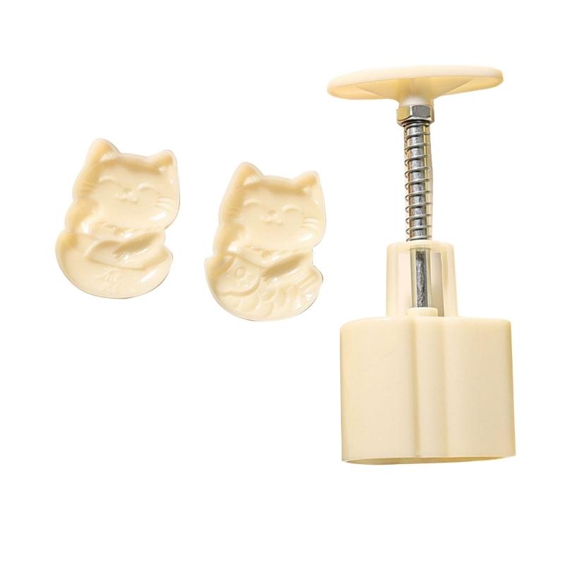 Cartoon Wealth Cat Mooncake Press Mold Cookie Stamps Chinese MidAutumn Moon Cake Makers Decoration Tool for DIY Cookie
