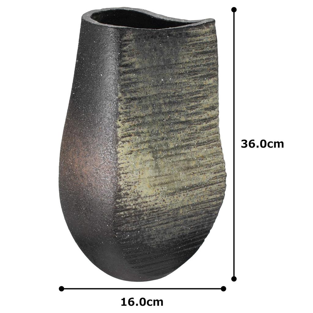 Shigaraki Ware Hechimon Vase Blumensockel Groß Grün Antike Keramik MR-1-2617