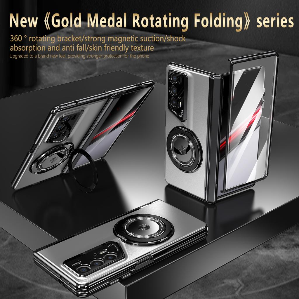 Luxury Business Car Holder Magnetic Case for Honor Magic V2 RS - Anti-drop Anti-fingerprint New Design Inspiration Stand Full Protection Cover