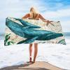 Summer Tropical Ocean Wave Beach Towel Starfish Seashell Print Polyester Bath Towel Quick Dry Sand Free for Swim Pool Travel