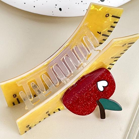 Women Hair Clip School Bus Ruler Shape Acrylic Hair Pin Bach Head Hair Claw Secure Hair Styling Tool