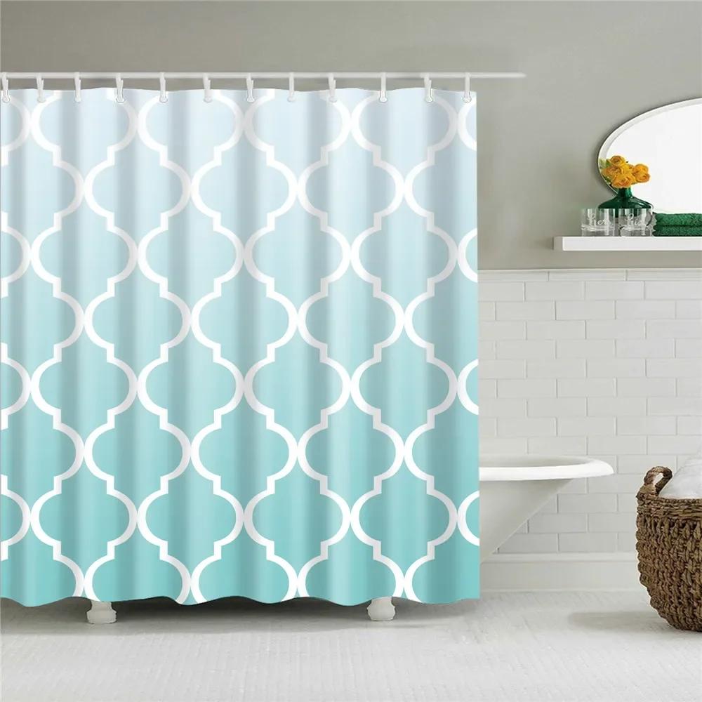 Abstract Geometric Stripes Printing Shower Curtains Home Hotel Bathroom Decoration Bath Curtains Waterproof Bathroom Curtains