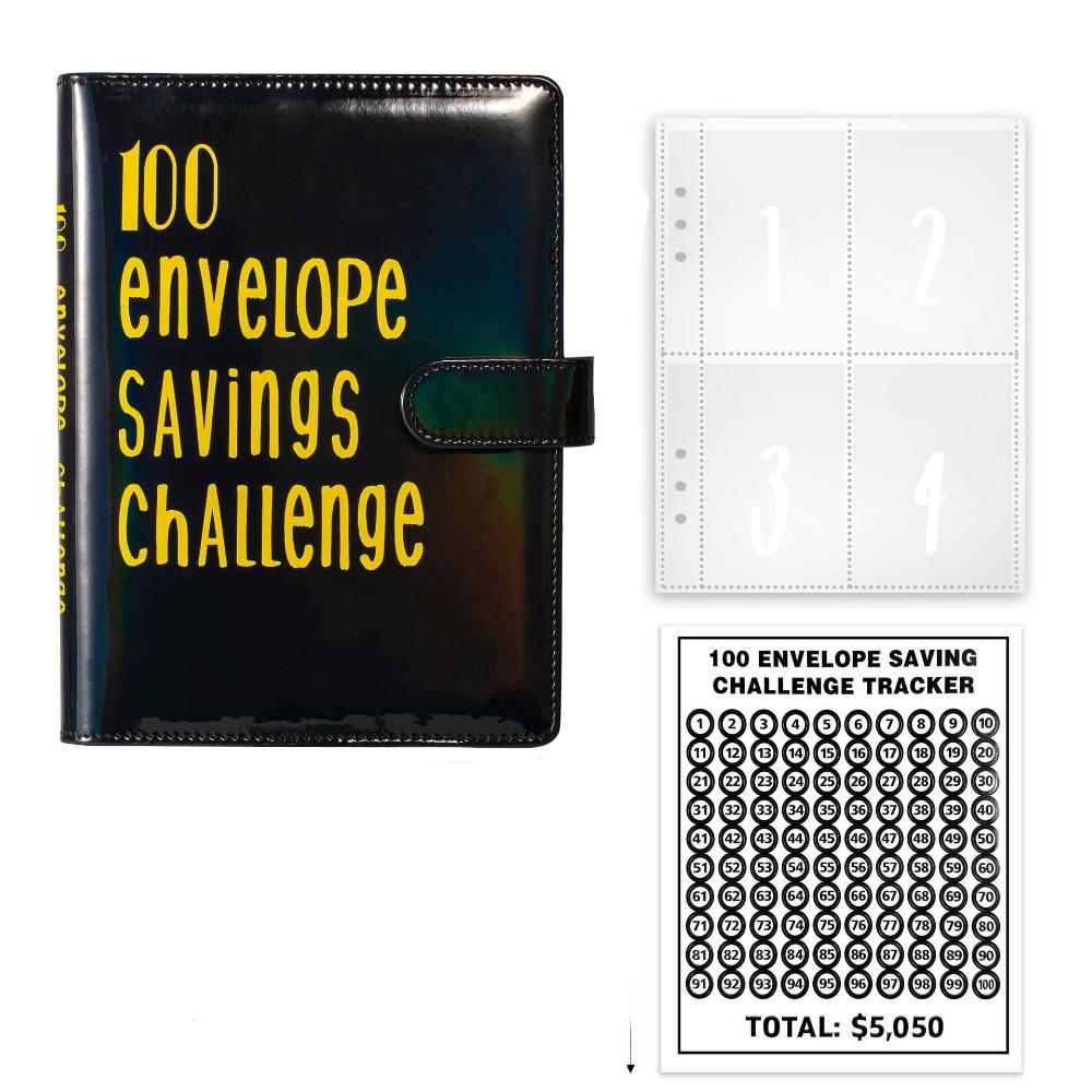 

Формат А5 100 Конвертов Вызов Блокнот 100-дневный Вызов Экономии Блокнот Пара чёрный