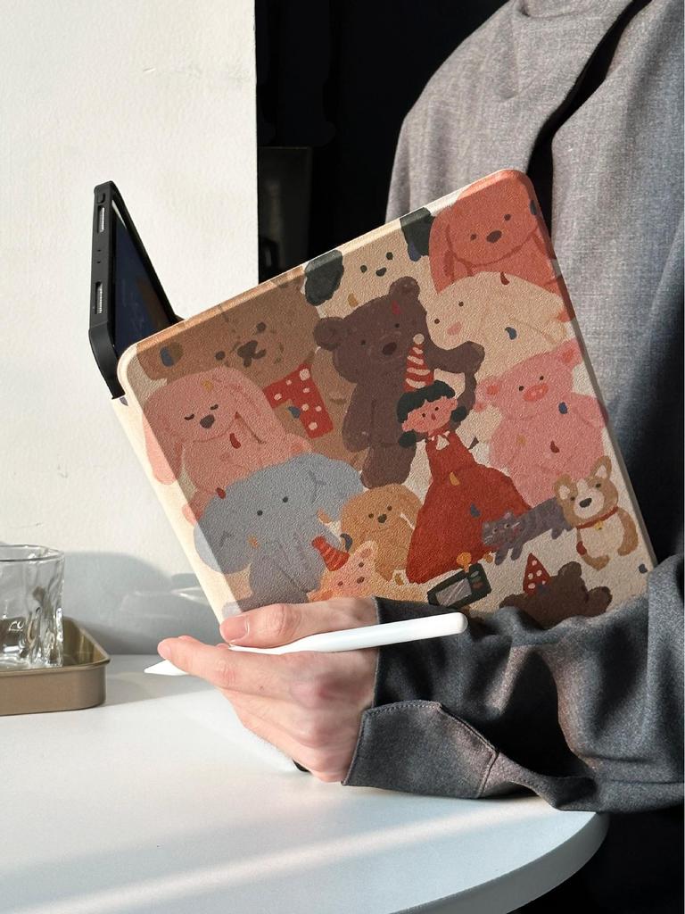 Rotating iPad Pro 2021 Case - Cute Cartoon Doll Design for Little Girls