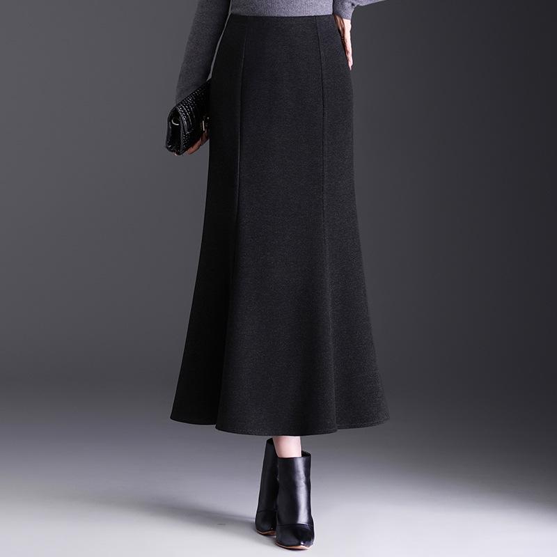 2025 Winter Long Woolen High-Waisted Fishtail Pencil Skirt XL
