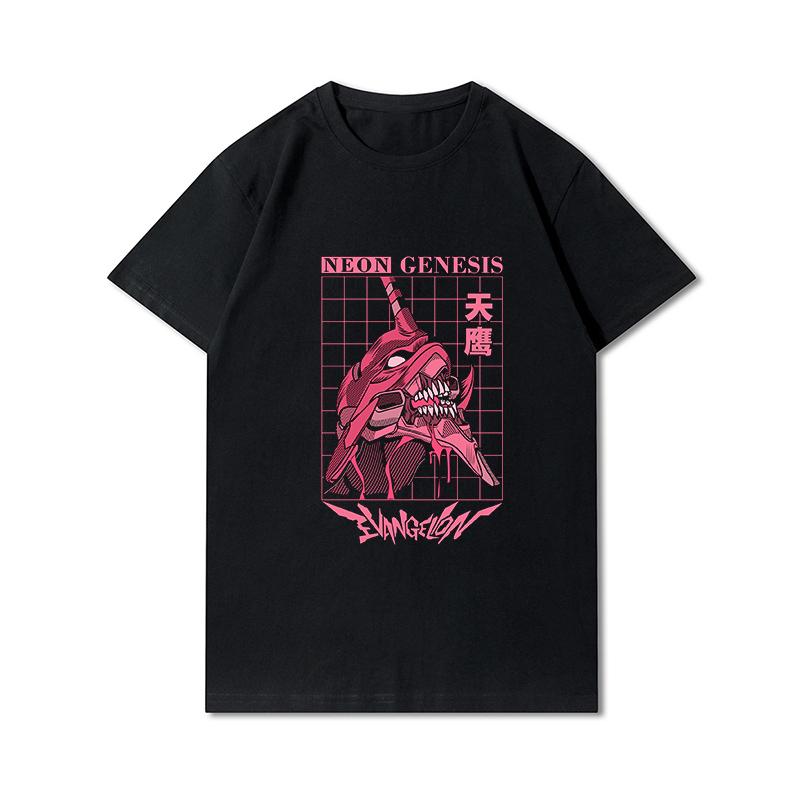 Herre Premium bomull Harajuku T-skjorte Evangelion Asuka Plakat Anime skjorte print T-skjorter Funny Style rundhals bomull T-skjorte Uformelle T-skjorter