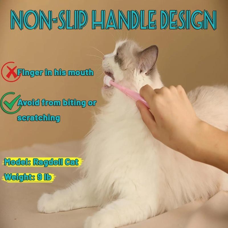 Small Dog Cat Toothbrush 360 Degree Soft Silicone Cat Dental Care Toothbrush Holde Easy To Handle Independent Packaging