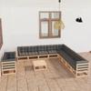 Day and Night - Day and Night Garden Furniture Set 12 Pieces and Cushions Solid Pine Wood