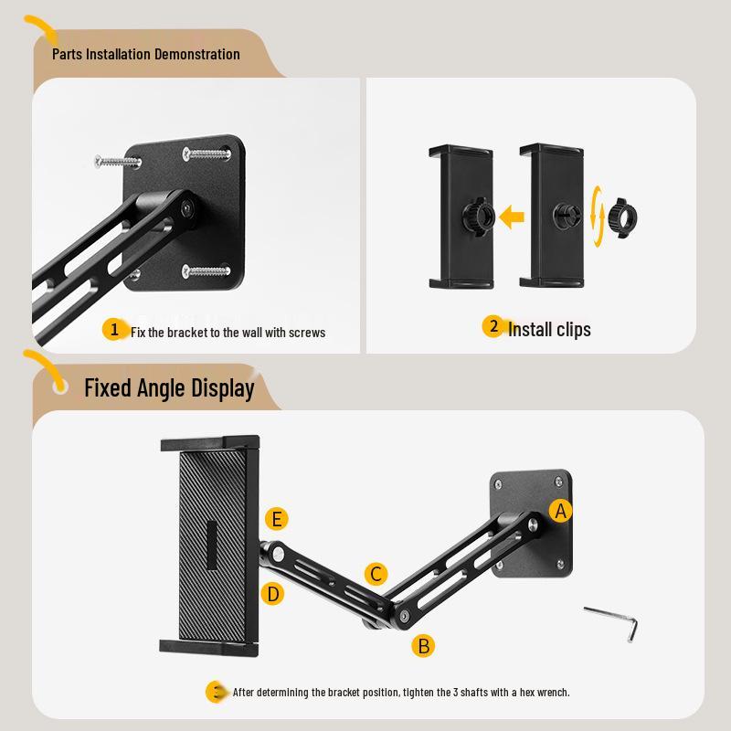 Doppelnutzbarer Aluminium-Wandhalter für Handy & Tablet - Faltbare, drehbare Halterung