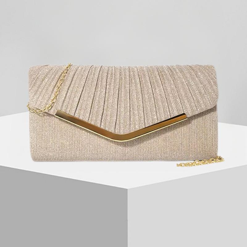 

Folded dress bag, dinner clutch bag, party evening bag, messenger banquet bag, chain bag, wedding season light luxury золотой