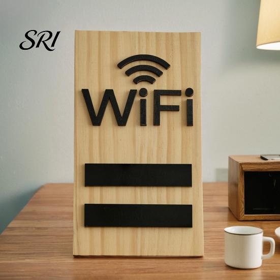 Wooden WiFi Sign Wifi Tabletop WIFI Password Wireless Network Display Desktop Board for Restaurant Supermarket Office Home Bar Coffee Dorms