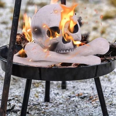 Keramik Menschlicher Schädel Lagerfeuer Holzscheit Wiederverwendbar Feuerfest Lagerfeuerstelle Schädel Gas-Holzscheit für Lagerfeuer Kamin Halloween-Dekor