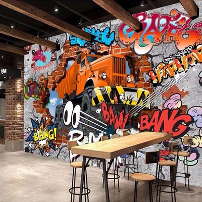 Graffiti 3d Wall Murals Cartoon Cars Mural For Restaurant Boys Bedroom Wallpaper Decor