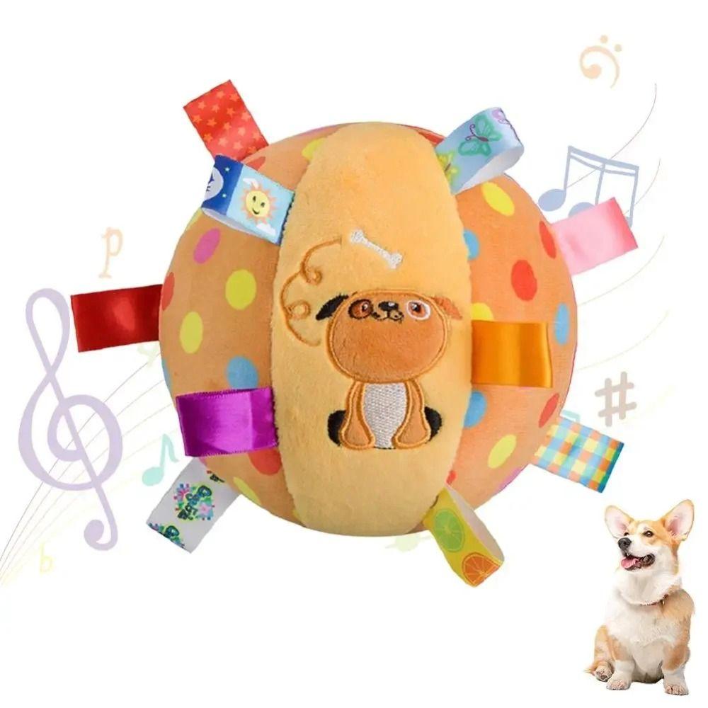 Funny Plush Dog Vocal Toy Ball Creative Dog Chew Sounding Plush Ball  Grinding Teeth
