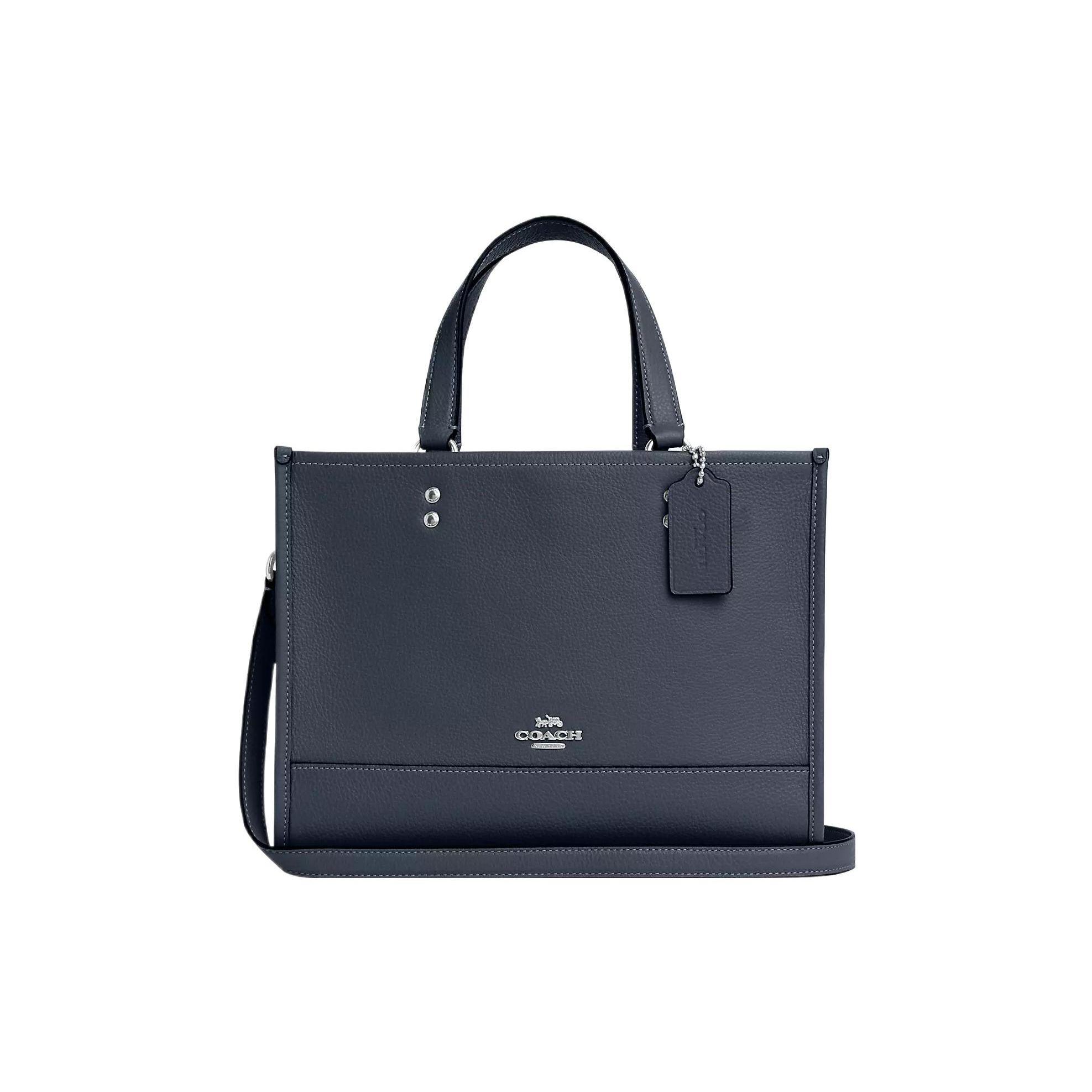 Coach Dempsey 29 Solid Pebble Grain Leather Tote Bag Women tote Navy-Blue CO976-SVDE Basic Set (Bag+Dust Bag)