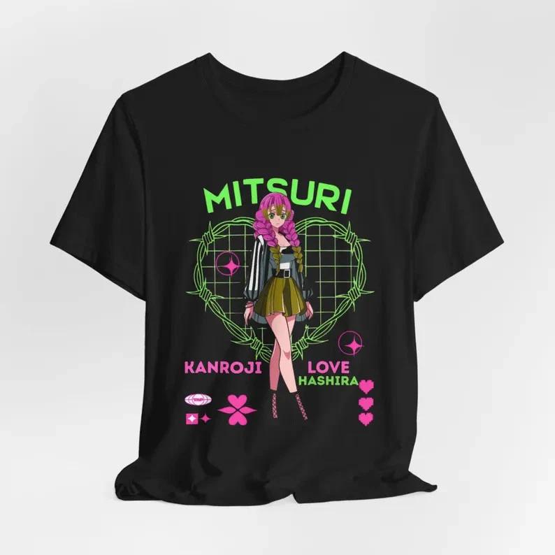 Anime Demon Slayer Mitsuri Kanroji Love Hashira Black TShirt S
