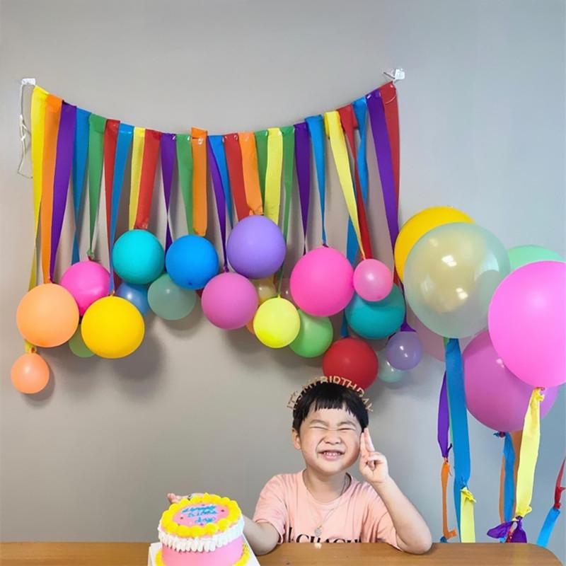 50pcs Ins Color Tassel Pulling Paper Roll Balloon Wall Children's Birthday Party Decoration Photo Background Wall Wedding