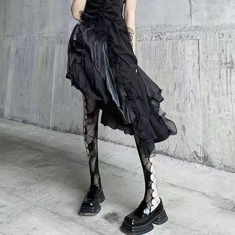 Gothic Fishnet Tights for Women Sexy Mesh Stockings Lolita Y2K Patterned Pantyhose Trendy Leggings for Alternativewear