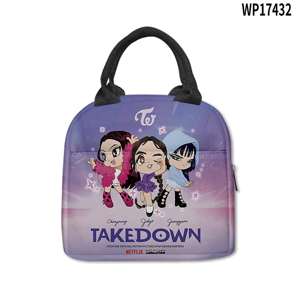 Demon Hunter Girl Group Peripheral Lunch Bag, Cartoon Printing Waterproof And Wear-Resistant, Student Office Worker Thermal Insulation Lunch Box Bag