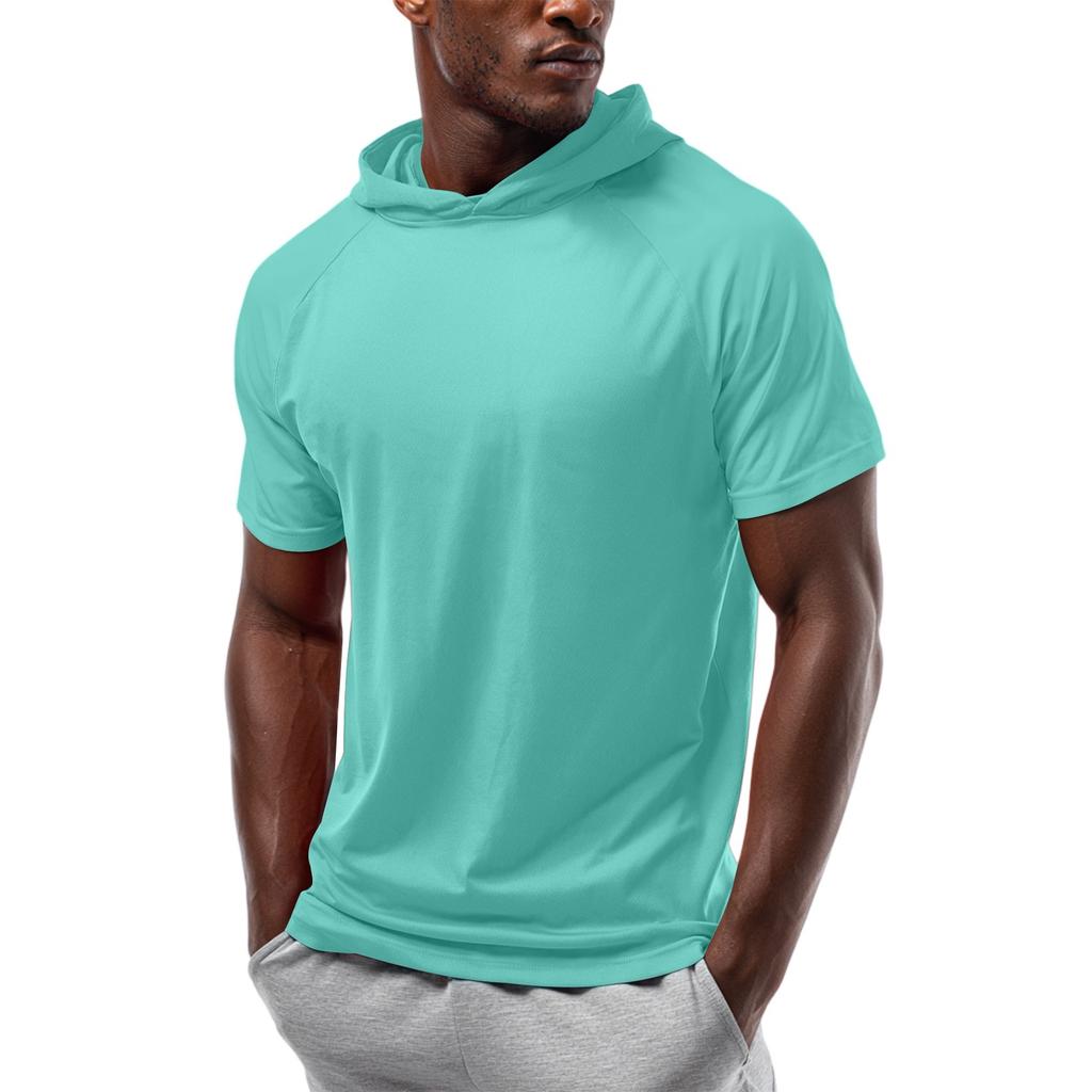 Men's Straight Shoulder Short-sleeved Hoodie T-shirt Sweatshirt