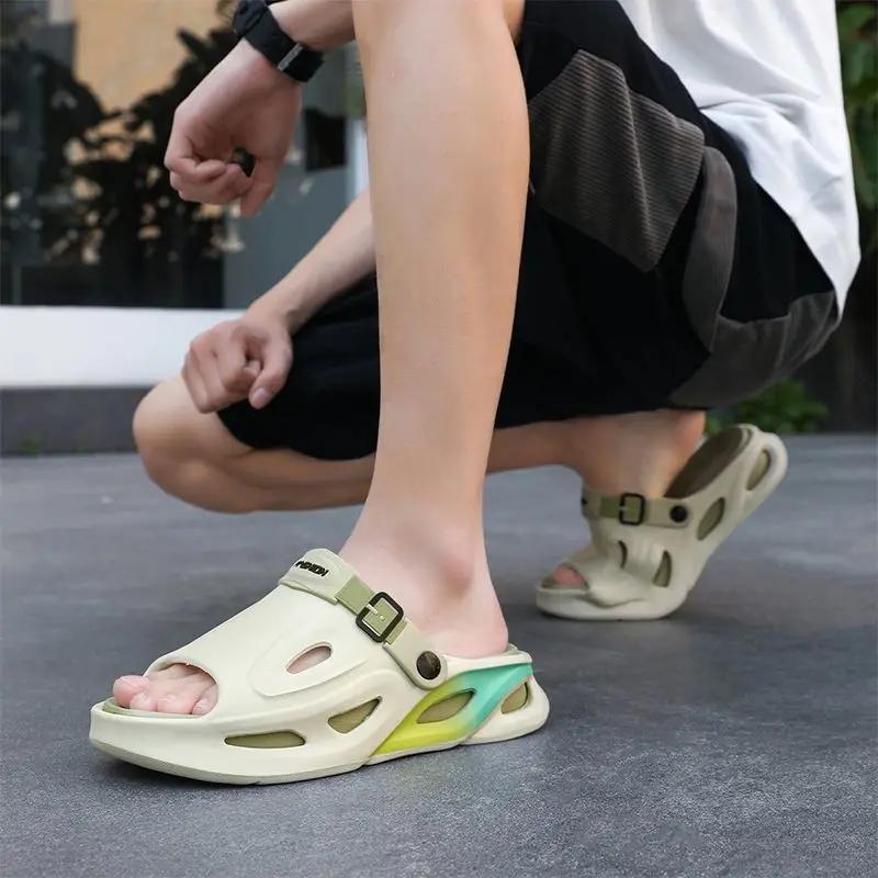 Fashion Male Slipper Plastic Eva Heather Shiatsu Slides 2025 Fashion Style Designer Luxury Low Price Comfortable Casual Y2k Men's Shoe