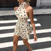 European and American summer fashion women's clothing, French design polka dot neck halter sexy high waist even