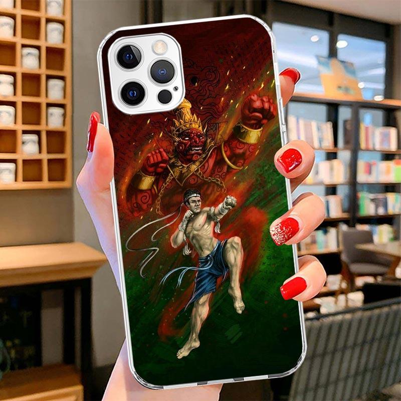 Muay Thai Fight Boxing Cover Phone Case For iPhone 16 17 Air 15 14 Pro Max 16E Phone Case 13 Mini 12 11 7 SE 8 Print Pattern Fit