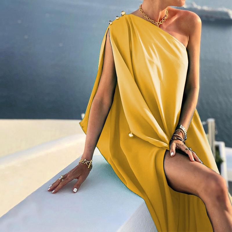 Formell kjole Sequined Split Dame Uregelmessig Off Shoulder Bodycon Kjole til bryllup