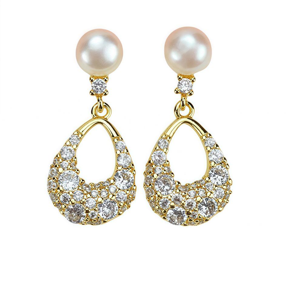 French Retro Freshwater Pearl & Zircon Stud Earrings - Exquisite Light Luxury Accessories for Women