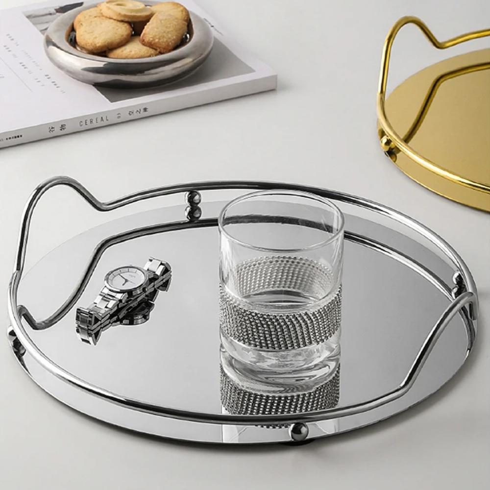 Metal Fruit Plate Decoration Simple Perfume Storage Plate Elegant Home Serving Plate Bathroom Tray Storage Ornaments Modern