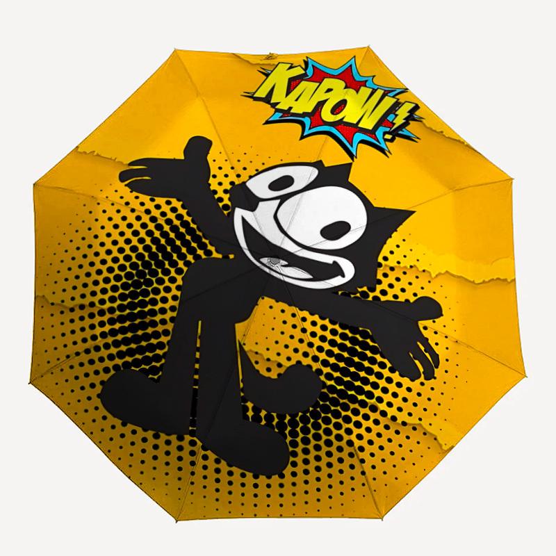 

1pc Garfield Cat Automatic Open/Close Folding Umbrella, Windproof 8-Ribs Construction, Lightweight Travel Umbrella for Women/Men 10