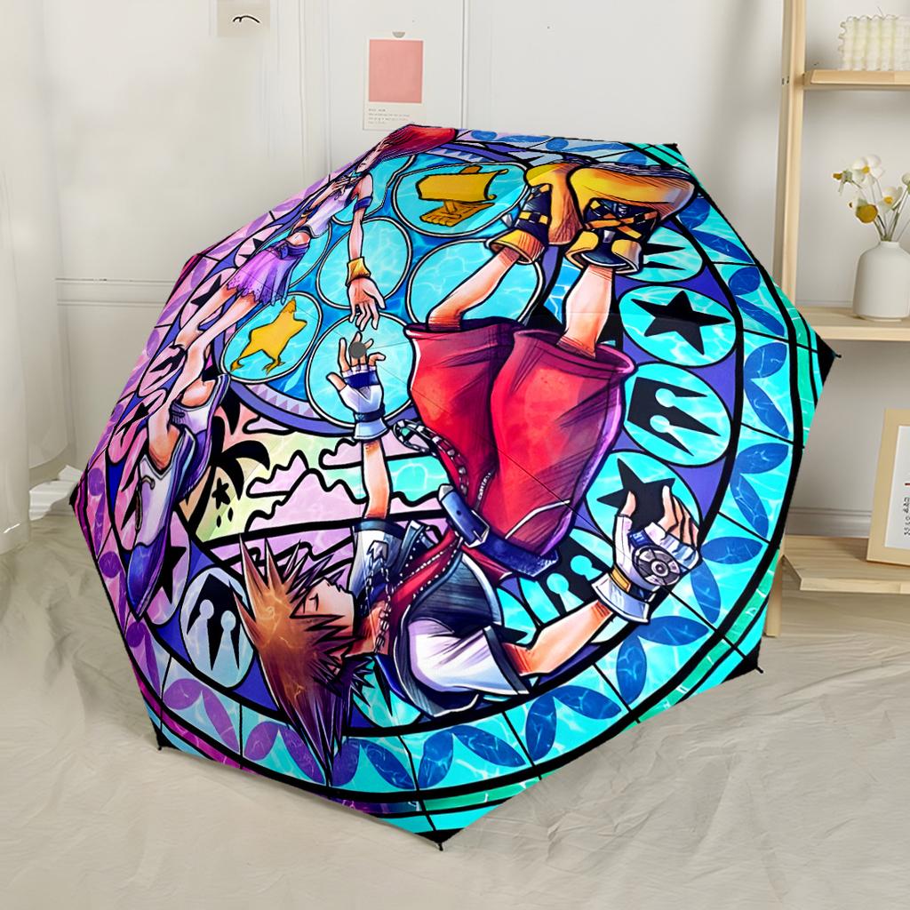 Stained Glass Fantasy Automatic Umbrella Compact & Durable 8-Rib Design Foldable Design for Women/Men Fashionable Accessory Best for Christmas