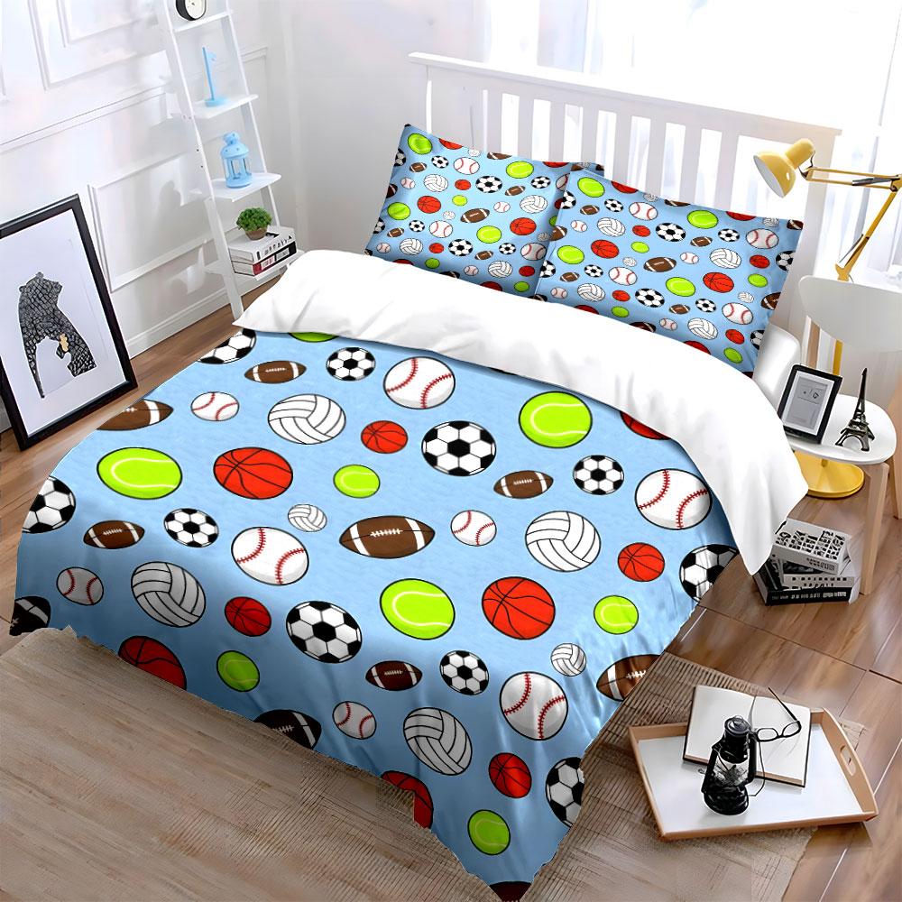 Sports Ball Pattern Set Multiple Sizes Kid'S And Adults' Bedroom Exquisite 3Pc Bedding Set, Gift