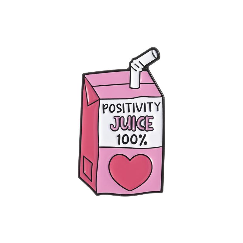 Cute Fruit Juice Enamel Pins Cartoon Boba Milk Tea Silly Goose Drink Box Brooches Lapel Badge Funny Jewelry Gifts Accessories