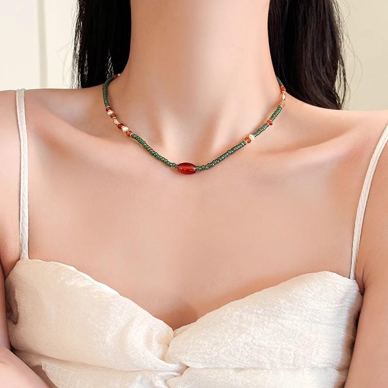 100% Natural Freshwater Pearl & Agate Stone 14K Gold Filled Ladies Beads Chain For Women Necklace Christmas Gifts